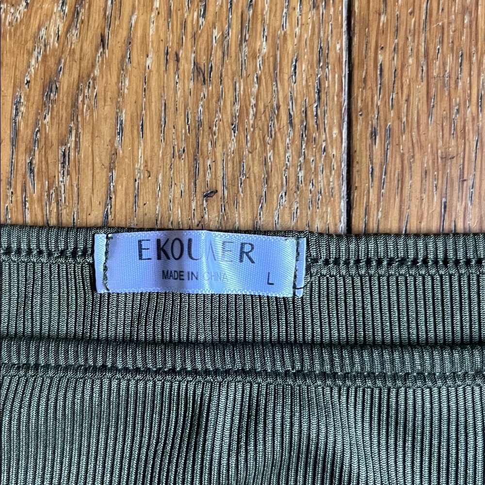 Olive Ribbed Women's Tank Top - Picture 2 of 3